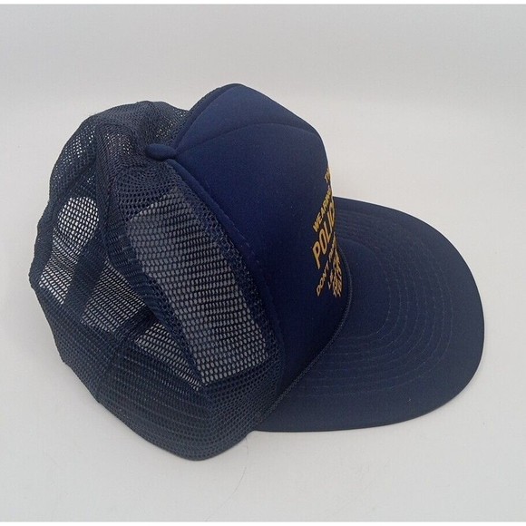 Vintage Man Wearing Hat Police Funny Humor  Mesh Snapback Trucker Hat Ironic - Picture 4 of 4